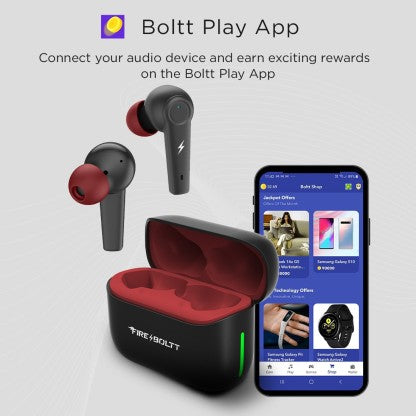 FIRE-BOLTT FIRE PODS POLARIS ANC ENC EARBUDS TWS, ABOUT 24H PLAYTIME, RGB LIGHTS BLUETOOTH HEADSET  (BLACK, RED, TRUE WIRELESS)