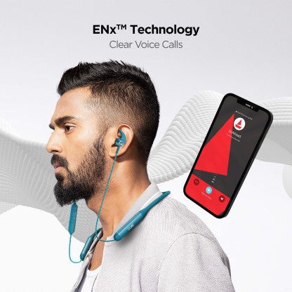 BOAT ROCKERZ 333 PRO WITH 60 HOURS BATTERY BLUETOOTH HEADSET  (TEAL GREEN, IN THE EAR)[Like New]