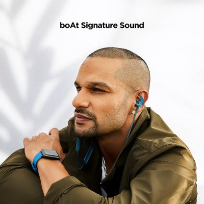 BOAT ROCKERZ 333 PRO WITH 60 HOURS BATTERY BLUETOOTH HEADSET  (TEAL GREEN, IN THE EAR)[Like New]