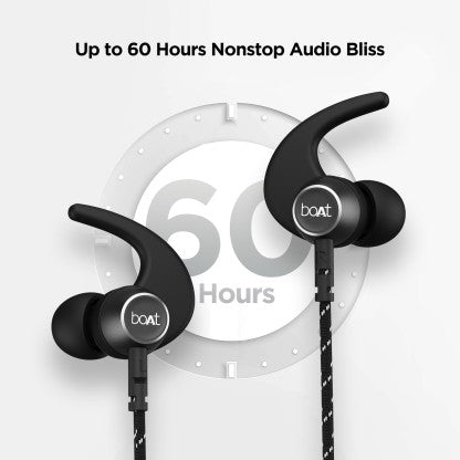 BOAT ROCKERZ 333 PRO WITH 60 HOURS BATTERY BLUETOOTH HEADSET  (ACTIVE BLACK, IN THE EAR)