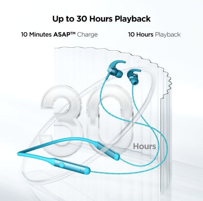 BOAT ROCKERZ 333 UPTO 30 HOURS BATTERY BLUETOOTH HEADSET  (TEAL GREEN, IN THE EAR)