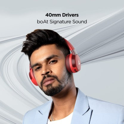 BOAT ROCKERZ 650 WITH 60 HOURS BATTERY BACKUP BLUETOOTH HEADSET  (RAGING RED, ON THE EAR)