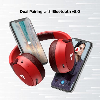 BOAT ROCKERZ 650 WITH 60 HOURS BATTERY BACKUP BLUETOOTH HEADSET  (RAGING RED, ON THE EAR)