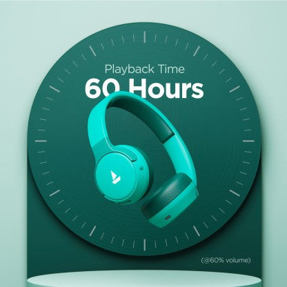 BOAT ROCKERZ 650 WITH 60 HOURS BATTERY BACKUP BLUETOOTH HEADSET  (TEAL GREEN, ON THE EAR)