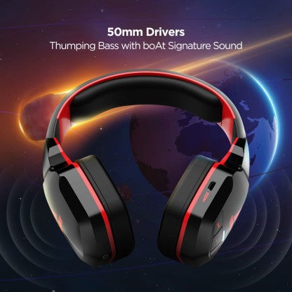 BOAT ROCKERZ 510 SUPER EXTRA BASS BLUETOOTH HEADSET  (RAGING RED, ON THE EAR)