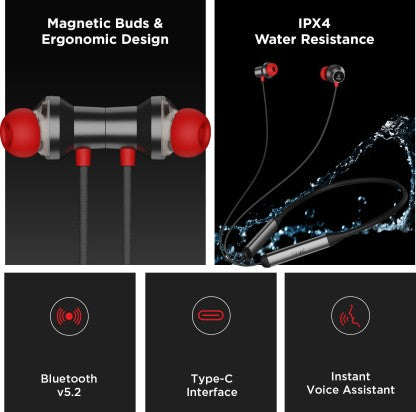 BOAT ROCKERZ 333ANC WITH CRYSTAL BIONIC SOUND,13MM DRIVERS &AMP;ACTIVE NOISE CANCELLATION BLUETOOTH HEADSET  (STELLAR BLACK, IN THE EAR)