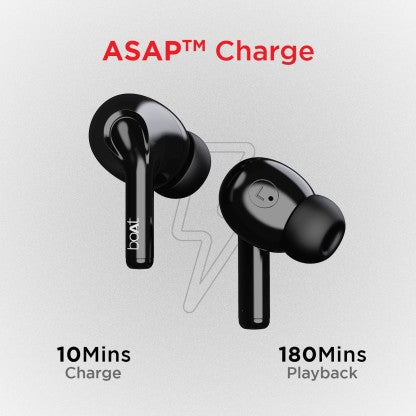 BOAT AIRDOPES 161 WITH ASAP CHARGE, 10MM DRIVERS AND 17 HOURS PLAYBACK BLUETOOTH HEADSET  (PEBBLE BLACK, TRUE WIRELESS)