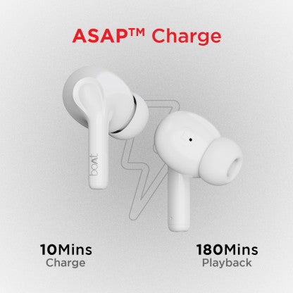 BOAT AIRDOPES 161 WITH ASAP CHARGE, 10MM DRIVERS AND 17-20 HOURS PLAYBACK BLUETOOTH HEADSET  (PEARL WHITE, TRUE WIRELESS)