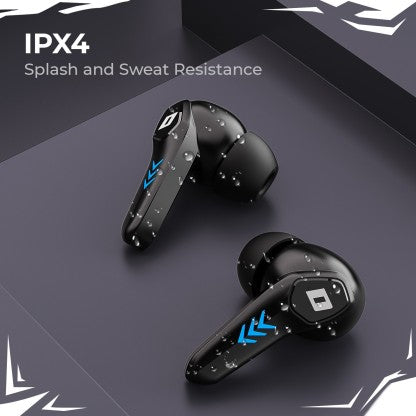 DEFY GRAVITY TURBO WITH LOW LATENCY FOR GAMING, 30 HOURS PLAYBACK, LED LIGHTS BLUETOOTH HEADSET  (INVINCIBLE BLACK, IN THE EAR) [Like New]
