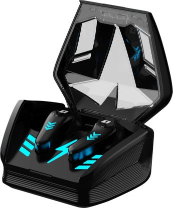 DEFY GRAVITY TURBO WITH LOW LATENCY FOR GAMING, 30 HOURS PLAYBACK, LED LIGHTS BLUETOOTH HEADSET  (INVINCIBLE BLACK, IN THE EAR) [Like New]
