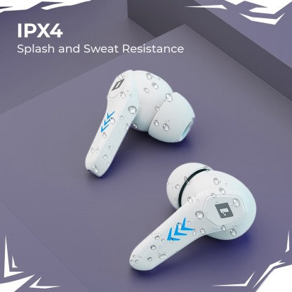DEFY GRAVITY TURBO WITH LOW LATENCY FOR GAMING, 30 HOURS PLAYBACK, LED LIGHTS BLUETOOTH HEADSET  (TRANQUIL WHITE, IN THE EAR)