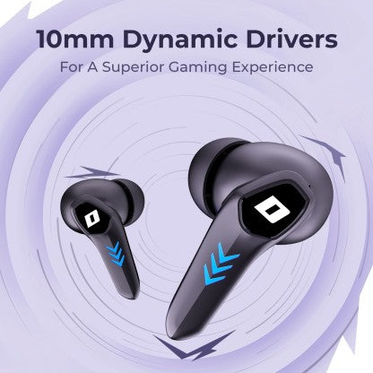 DEFY GRAVITY TURBO WITH LOW LATENCY FOR GAMING, 30 HOURS PLAYBACK, LED LIGHTS BLUETOOTH HEADSET  (INVINCIBLE BLACK, IN THE EAR) [Like New]