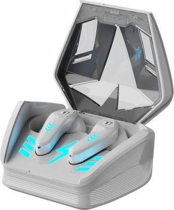 DEFY GRAVITY TURBO WITH LOW LATENCY FOR GAMING, 30 HOURS PLAYBACK, LED LIGHTS BLUETOOTH HEADSET  (TRANQUIL WHITE, IN THE EAR)