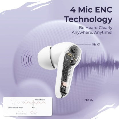 DEFY GRAVITY TURBO WITH LOW LATENCY FOR GAMING, 30 HOURS PLAYBACK, LED LIGHTS BLUETOOTH HEADSET  (TRANQUIL WHITE, IN THE EAR)