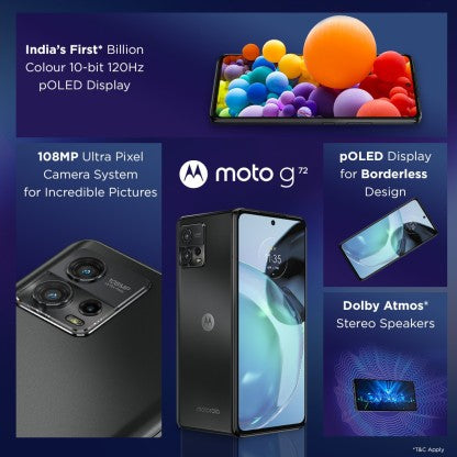 MOTOROLA G72 (METEORITE GREY, 128 GB)  (6 GB RAM)