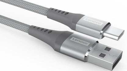 LENOVO USB TYPE C CABLE 1.2 M USB A TO TYPE-C TANGLE-FREE ARAMID FIBER BRAIDED CABLE WITH 4A FAST CHARGING  (COMPATIBLE WITH MOBILE, TABLET, GAMING CONSOLE, METALLIC GREY)