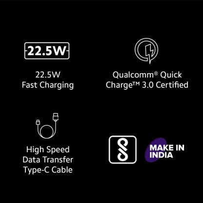 MI 22.5W QUICK CHARGER COMBO FOR MI,REDMI,XIOMI DEVICES (TYPE C- CABLE INCLUDED)  (WHITE)