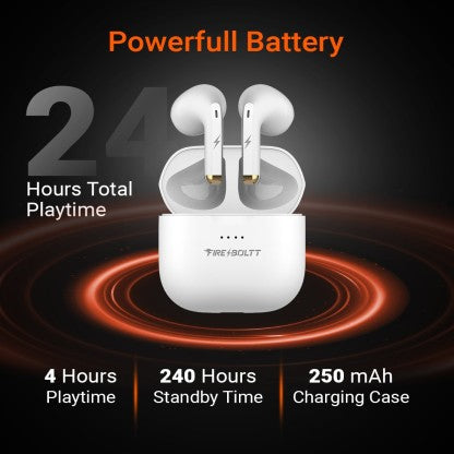 FIRE-BOLTT FIRE PODS NINJA G301 EARBUDS TWS HD CALLS, POWER BASS, IWP TECHNOLOGY BLUETOOTH HEADSET  (WHITE, TRUE WIRELESS)