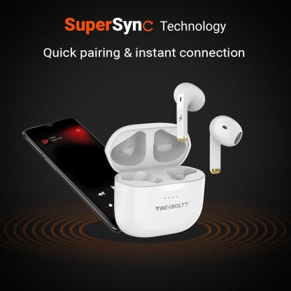 FIRE-BOLTT FIRE PODS NINJA G301 EARBUDS TWS HD CALLS, POWER BASS, IWP TECHNOLOGY BLUETOOTH HEADSET  (WHITE, TRUE WIRELESS)
