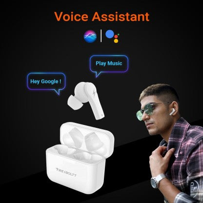 FIRE-BOLTT FIRE PODS NINJA PRO 403 EARBUDS TWS, ENC &AMP; GAMING, ULTRA CHARGE BLUETOOTH HEADSET  (WHITE, TRUE WIRELESS)
