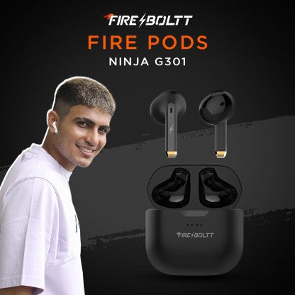 FIRE-BOLTT FIRE PODS NINJA G301 EARBUDS TWS HD CALLS, POWER BASS, IWP TECHNOLOGY BLUETOOTH HEADSET  (BLACK, TRUE WIRELESS)