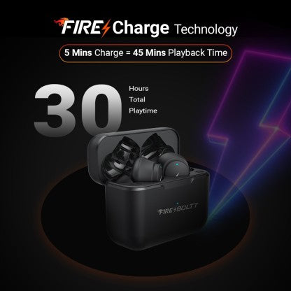 FIRE-BOLTT FIRE PODS NINJA PRO 403 EARBUDS TWS, ENC &AMP; GAMING, ULTRA CHARGE BLUETOOTH HEADSET  (BLACK, TRUE WIRELESS)