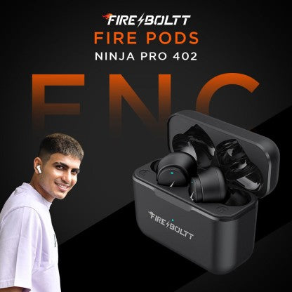 FIRE-BOLTT FIRE PODS NINJA PRO 403 EARBUDS TWS, ENC &AMP; GAMING, ULTRA CHARGE BLUETOOTH HEADSET  (BLACK, TRUE WIRELESS)