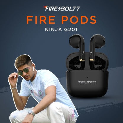 FIRE-BOLTT FIRE PODS NINJA G201 EARBUDS TWS IWP HD CALLS, QUICK CHARGE 24HRS PLAYBACK BLUETOOTH HEADSET  (BLACK, TRUE WIRELESS)