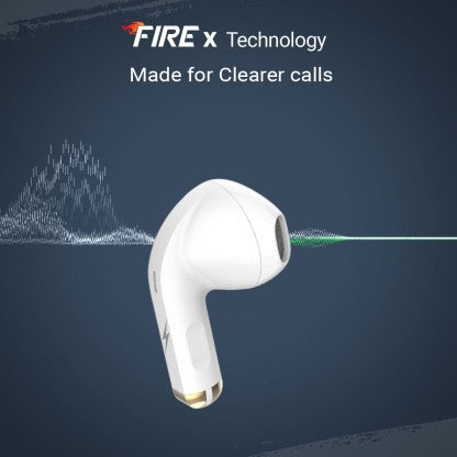 FIRE-BOLTT FIRE PODS NINJA G201 EARBUDS TWS IWP HD CALLS, QUICK CHARGE 24HRS PLAYBACK BLUETOOTH HEADSET  (WHITE, TRUE WIRELESS)