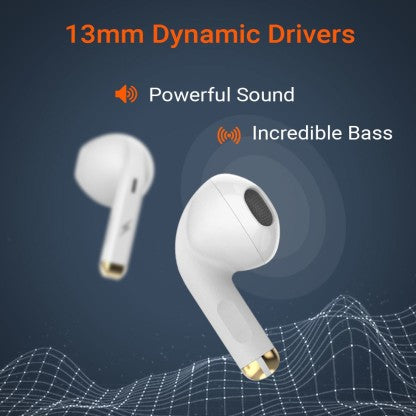 FIRE-BOLTT FIRE PODS NINJA G201 EARBUDS TWS IWP HD CALLS, QUICK CHARGE 24HRS PLAYBACK BLUETOOTH HEADSET  (WHITE, TRUE WIRELESS)