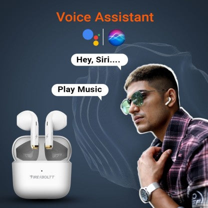FIRE-BOLTT FIRE PODS NINJA G201 EARBUDS TWS IWP HD CALLS, QUICK CHARGE 24HRS PLAYBACK BLUETOOTH HEADSET  (WHITE, TRUE WIRELESS)