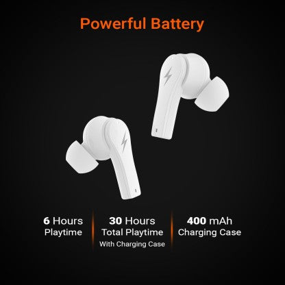 FIRE-BOLTT FIRE PODS NINJA PRO 403 EARBUDS TWS, ENC &AMP; GAMING, ULTRA CHARGE BLUETOOTH HEADSET  (WHITE, TRUE WIRELESS)