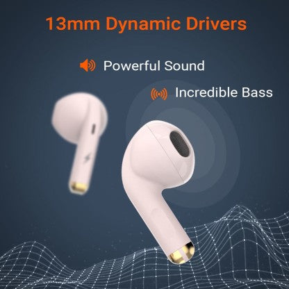 FIRE-BOLTT FIRE PODS NINJA G201 EARBUDS TWS IWP HD CALLS, QUICK CHARGE 24HRS PLAYBACK BLUETOOTH HEADSET  (PINK, TRUE WIRELESS)
