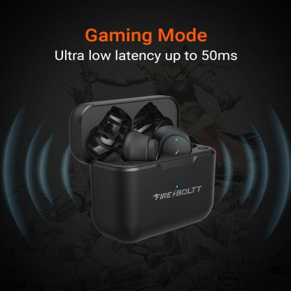 FIRE-BOLTT FIRE PODS NINJA PRO 403 EARBUDS TWS, ENC &AMP; GAMING, ULTRA CHARGE BLUETOOTH HEADSET  (BLACK, TRUE WIRELESS)