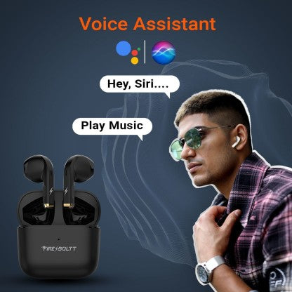 FIRE-BOLTT FIRE PODS NINJA G201 EARBUDS TWS IWP HD CALLS, QUICK CHARGE 24HRS PLAYBACK BLUETOOTH HEADSET  (BLACK, TRUE WIRELESS)