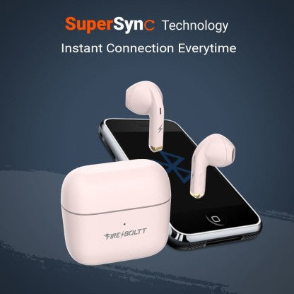FIRE-BOLTT FIRE PODS NINJA G201 EARBUDS TWS IWP HD CALLS, QUICK CHARGE 24HRS PLAYBACK BLUETOOTH HEADSET  (PINK, TRUE WIRELESS)