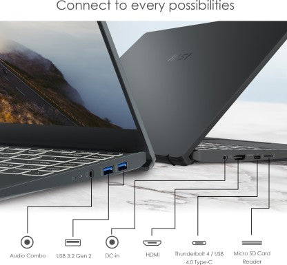 MSI MODERN 14 RYZEN 5 HEXA CORE 5500U - (8 GB/512 GB SSD/WINDOWS 11 HOME) MODERN 14 B5M-242IN THIN AND LIGHT LAPTOP  (14 INCH, CARBON GRAY, 1.3 KG KG)[Like New]