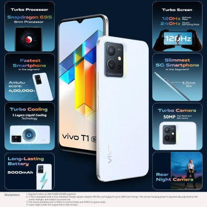 VIVO T1 5G (SILKY WHITE, 128 GB)  (6 GB RAM) [Like New]