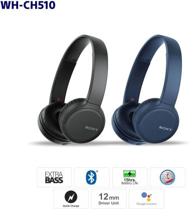 SONY WH-CH510 GOOGLE ASSISTANT ENABLED BLUETOOTH HEADSET  (BLACK, ON THE EAR)