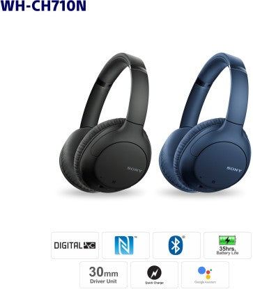 SONY WH-CH710N ACTIVE NOISE CANCELLATION ENABLED BLUETOOTH HEADSET  (BLACK, ON THE EAR)