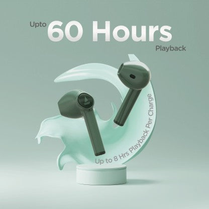 BOAT AIRDOPES 131 WITH UPTO 60 HOURS AND ASAP CHARGE BLUETOOTH HEADSET  (VIPER GREEN, TRUE WIRELESS)