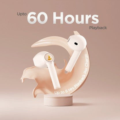 BOAT AIRDOPES 131 WITH UPTO 60 HOURS AND ASAP CHARGE BLUETOOTH HEADSET  (CRIMSON CREAM, TRUE WIRELESS)