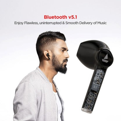 BOAT AIRDOPES 131 WITH UPTO 60 HOURS AND ASAP CHARGE BLUETOOTH HEADSET  (ACTIVE BLACK, TRUE WIRELESS)