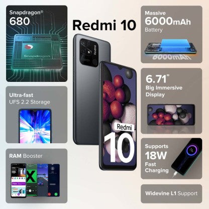REDMI 10 (MIDNIGHT BLACK, 64 GB)  (4 GB RAM)