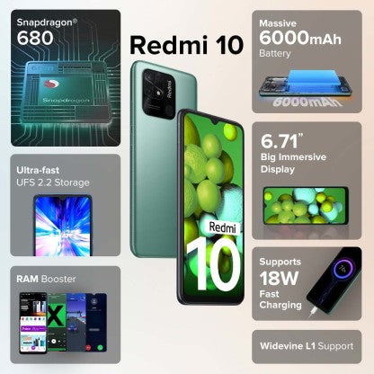 REDMI 10 (CARIBBEAN GREEN, 64 GB)  (4 GB RAM)