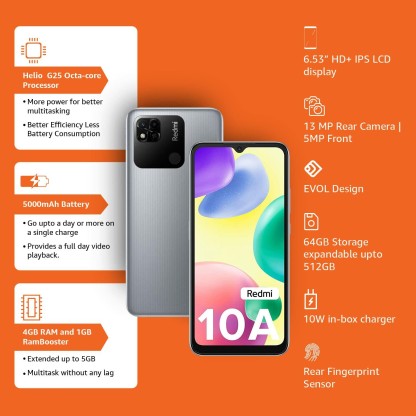 REDMI 10A (SLATE GREY, 64 GB)  (4 GB RAM)