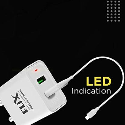 FLIX 2.4 A MULTIPORT MOBILE (BEETEL) XWC-63D WALL CHARGER CHARGER WITH DETACHABLE CABLE  (WHITE)