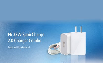 MI 33W SONICCHARGE 2.0 CHARGER COMBO FOR MI,REDMI,XIOMI DEVICES (TYPE C- CABLE INCLUDED)  (WHITE, CABLE INCLUDED)