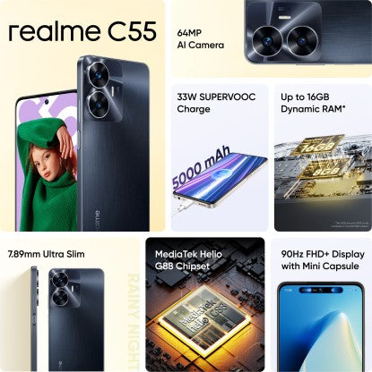 REALME C55 (RAINY NIGHT, 128 GB)  (8 GB RAM)