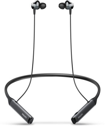 PHILIPS TAPN505 NECKBAND EARPHONES WITH ACTIVE NOISE CANCELLATION, HI-RES AUDIO BLUETOOTH HEADSET  (BLACK, GREY, IN THE EAR) [Like New]